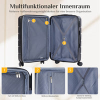 Sweetcrispy Hartschalen-Kofferset 3tlg. (20/24/28 Zoll )mit Schloss, stabiles ABS für Reisen