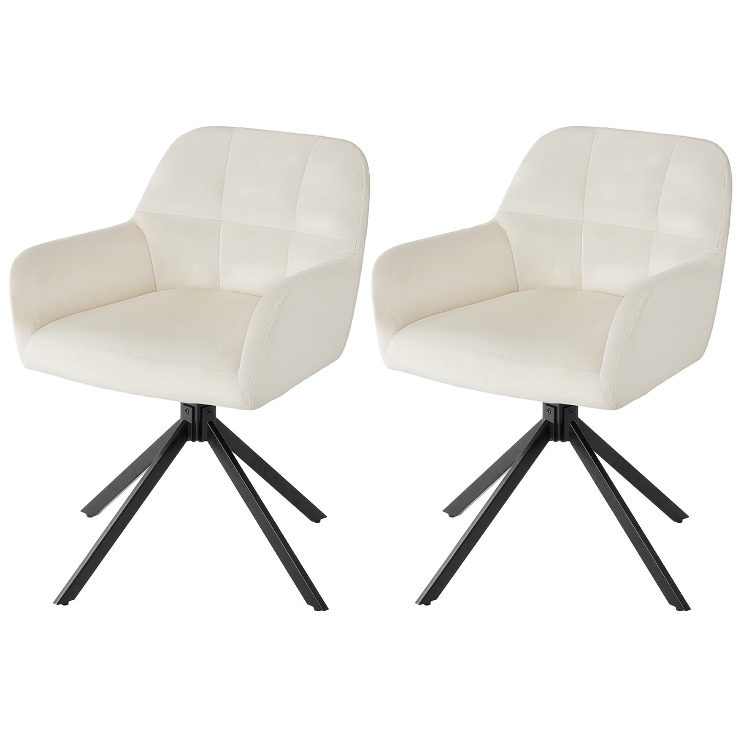 Sweetcrispy 360° drehbarer Samt-Küchenstuhl mit Armlehnen für das Esszimmer