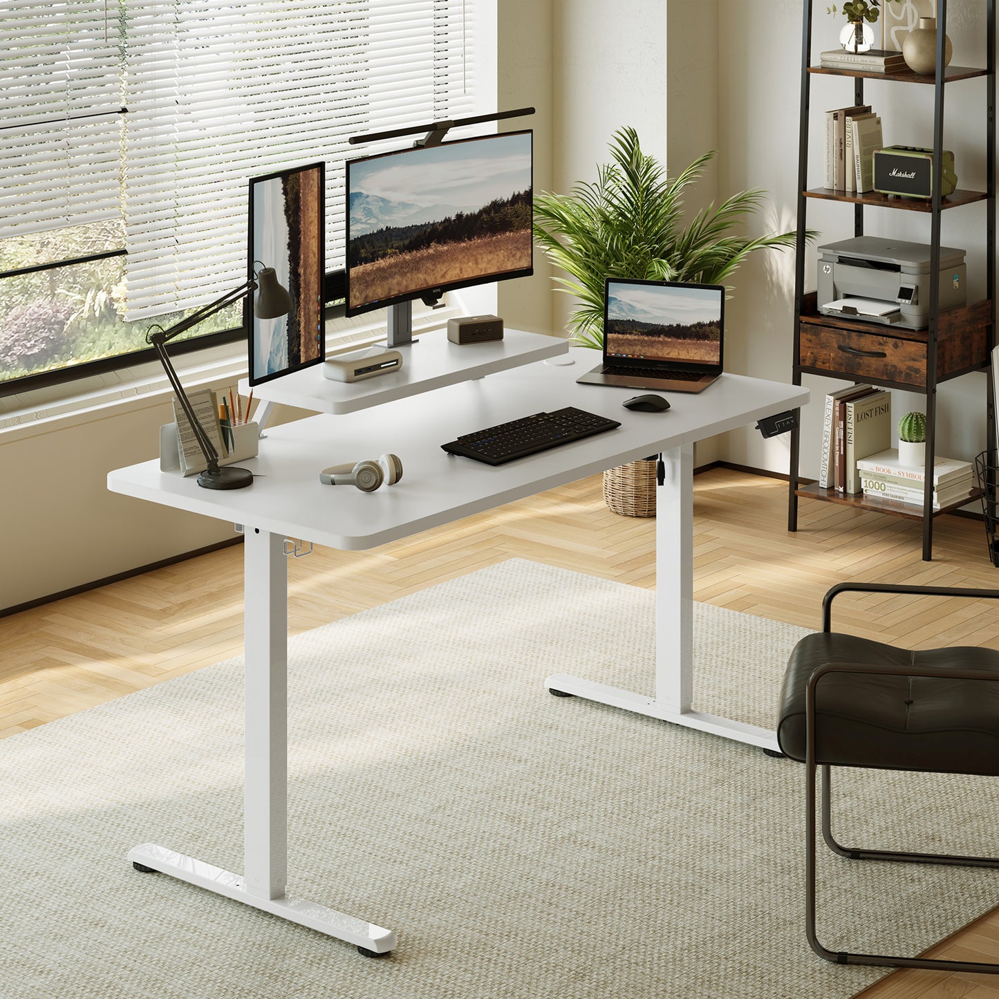 Sweetcrispy höhenverstellbarer Schreibtisch Computertisch mit Monitorhalterung