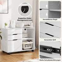 Sweetcrispy mobiler Aktenschrank mit 3 Schubladen und Rollen für Büro