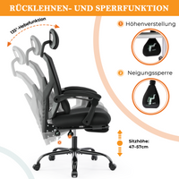 Sweetcrispy Bürostuhl mit Lendenkissen, Sitzkissen und verstellbarer Fußstütze
