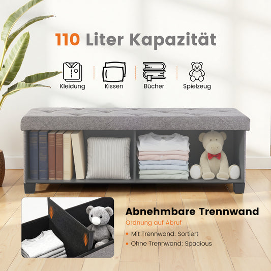 Sweetcrispy Sitzbank mit 110 Liter Stauraum und abnehmbarer Trennwand