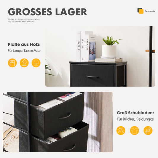 Sweetcrispy Mehrzweckschrank Stoffkommode mit 4 Schubladen und Metallgestell
