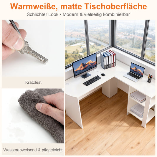Sweetcrisy Regal-Schreibtisch Eckschreibtisch mit Regalen und Stauraum