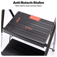 Sweetcrispy rutschfeste 3-Stufen-Trittleiter mit Sicherheitsverschluss und Metallgestell, Höhe ca. 110 cm