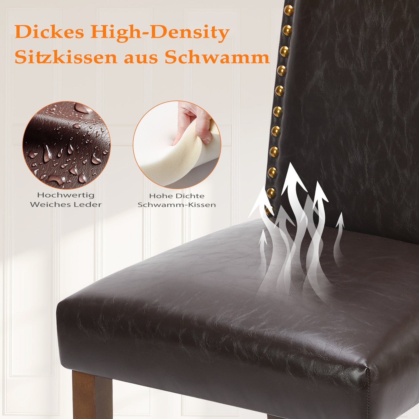 Sweetcrispy gepolsterter Esszimmerstuhl aus PU-Leder mit Holzbeinen(2 St)