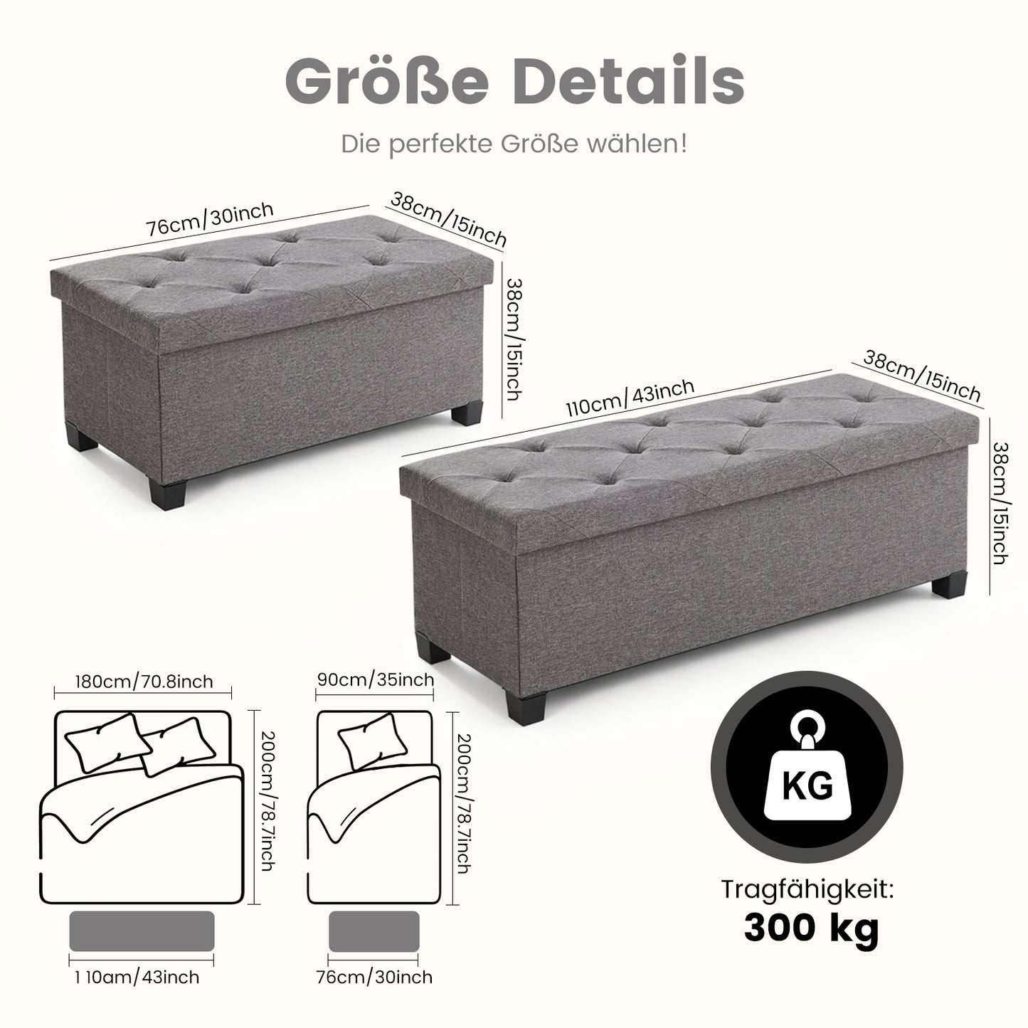 Sweetcrispy Sitzbank mit 110 Liter Stauraum und abnehmbarer Trennwand