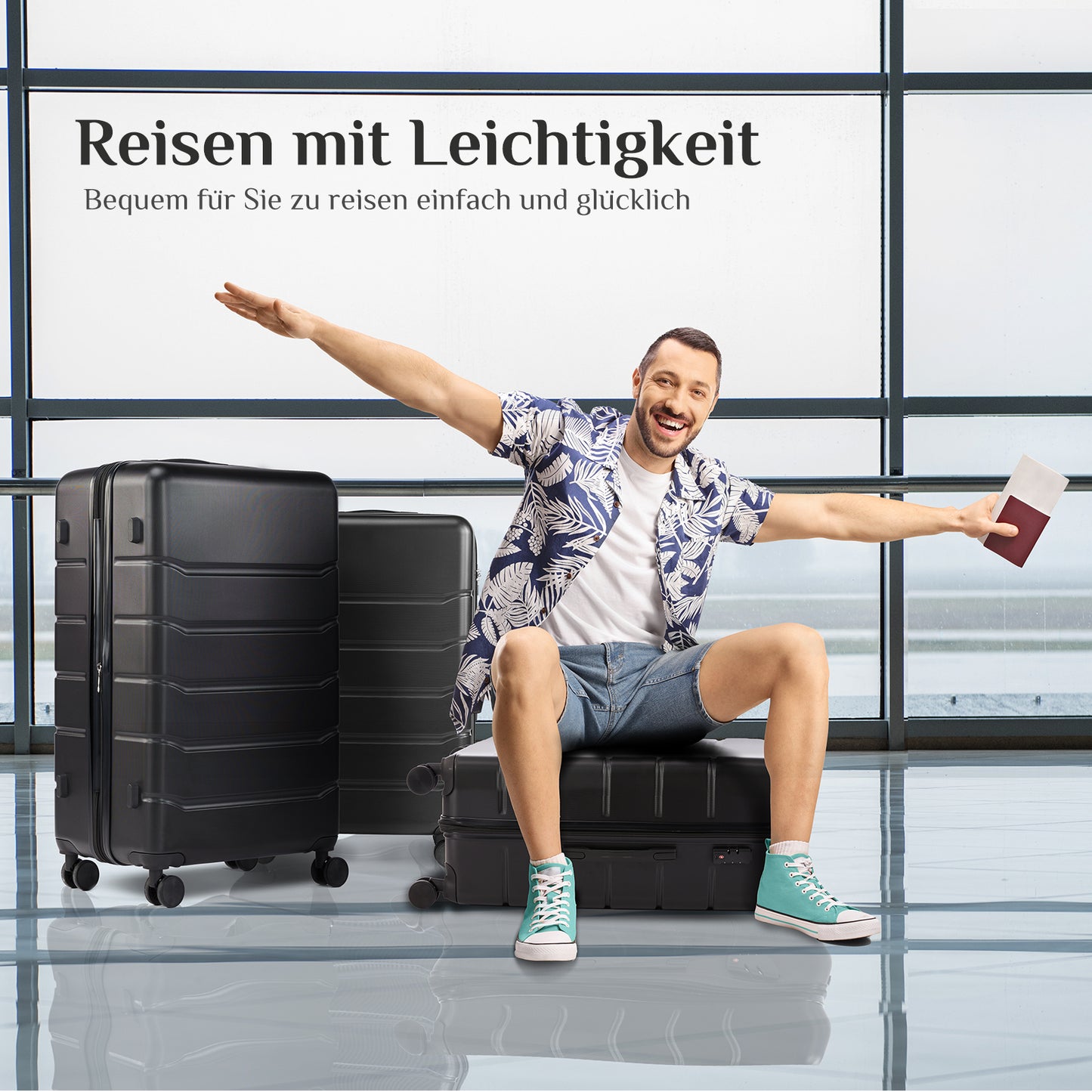 Sweetcrispy Hartschalen-Kofferset 3tlg. (20/24/28 Zoll )mit Schloss, stabiles ABS für Reisen