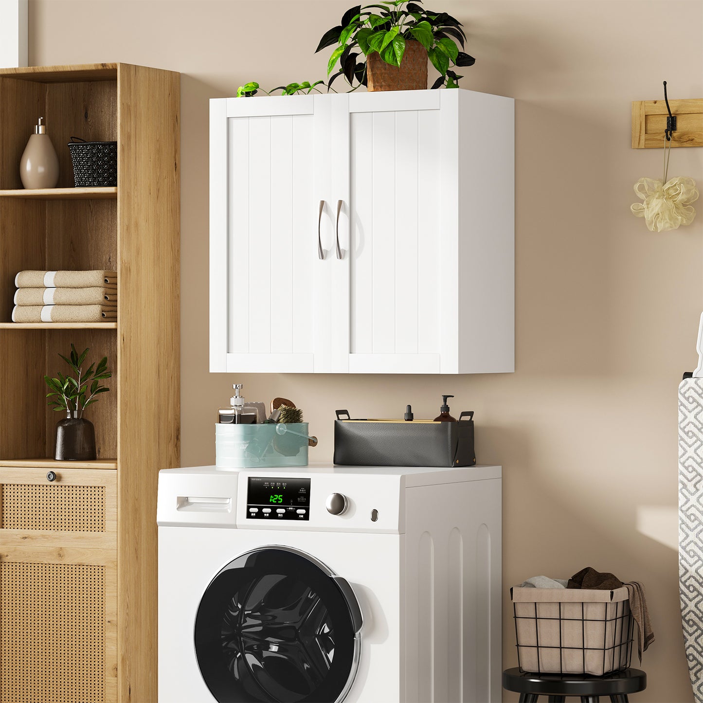 Sweetcrispy Wandschrank mit Doppeltür und verstellbaren Einlegeböden für Badezimmer/Küche/Flur