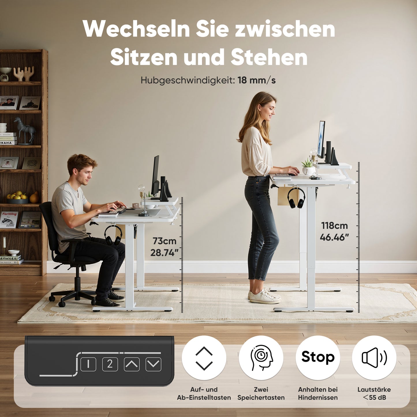 Sweetcrispy höhenverstellbarer Schreibtisch Computertisch mit Monitorhalterung