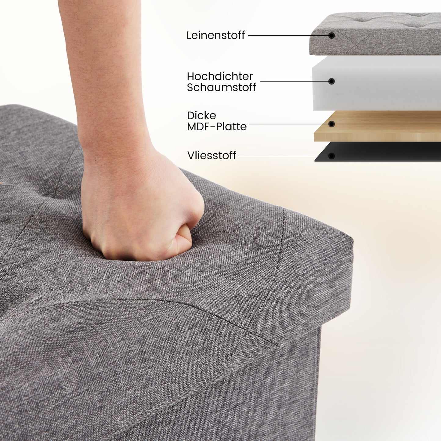 Sweetcrispy Sitzbank mit 110 Liter Stauraum und abnehmbarer Trennwand