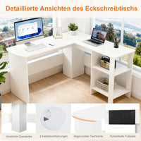 Sweetcrisy Regal-Schreibtisch Eckschreibtisch mit Regalen und Stauraum