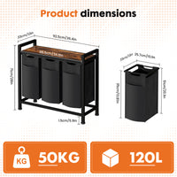 Sweetcrispy Wäschekorb mit Ablage, mehreren abnehmbaren Taschen & Rollen für Zuhause