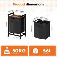 Sweetcrispy Wäschekorb mit Ablage, mehreren abnehmbaren Taschen & Rollen für Zuhause