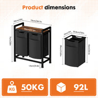 Sweetcrispy Wäschekorb mit Ablage, mehreren abnehmbaren Taschen & Rollen für Zuhause