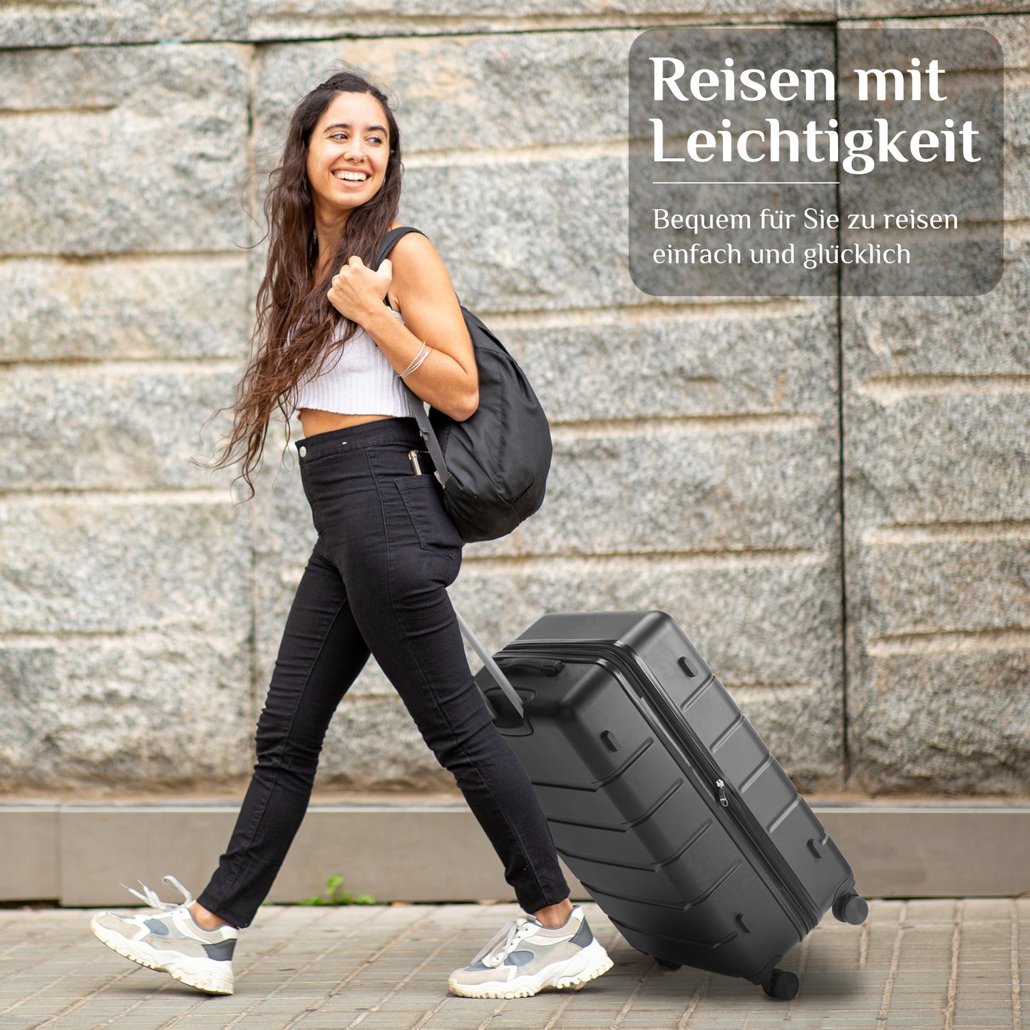 Sweetcrispy Hartschalen-Kofferset 3tlg. (20/24/28 Zoll )mit Schloss, stabiles ABS für Reisen