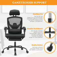 Sweetcrispy Bürostuhl mit Lendenkissen, Sitzkissen und verstellbarer Fußstütze