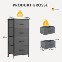 Sweetcrispy Mehrzweckschrank Stoffkommode mit 4 Schubladen und Metallgestell