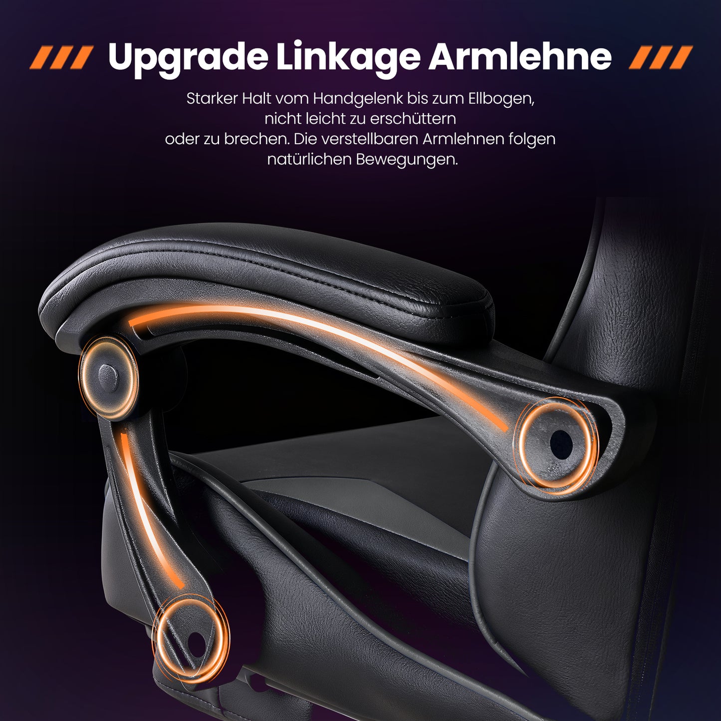 Sweetcrispy ergonomischer Gaming-Stuhl mit verstellbarem Lenden- und Kopfkissen, mit Fußstütze