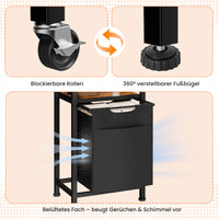 Sweetcrispy Wäschekorb mit Ablage, mehreren abnehmbaren Taschen & Rollen für Zuhause