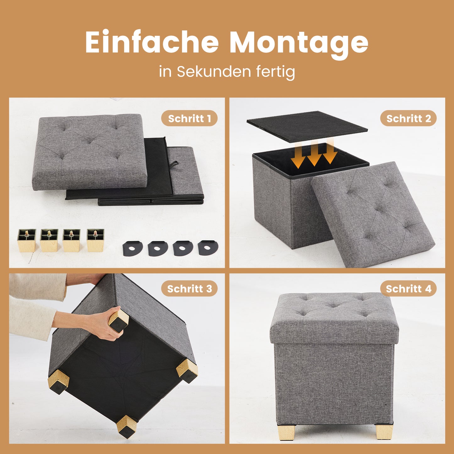 Sweetcrispy Sitzhocker mit 27 Liter Stauraum für Wohnzimmer