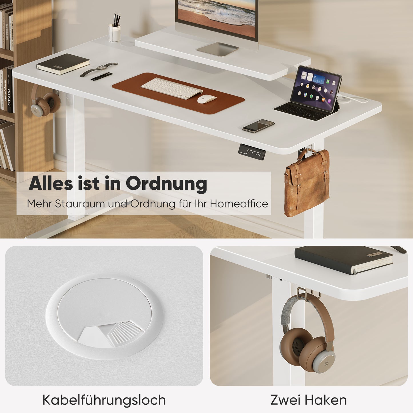 Sweetcrispy höhenverstellbarer Schreibtisch Computertisch mit Monitorhalterung