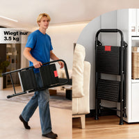 Sweetcrispy rutschfeste 2-Stufen-Trittleiter mit Sicherheitsverschluss und Metallgestell, Höhe ca. 85 cm
