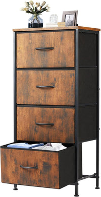 Sweetcrispy Mehrzweckschrank Stoffkommode mit 4 Schubladen und Metallgestell