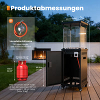 Sweetcrispy Terrassenheizstrahler Gasheizung 11kW mit Rollen und Kippschutz