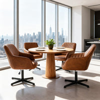 Gepolsterter Drehstuhl mit Armlehnen aus PU-Leder für Esszimmerstuhl