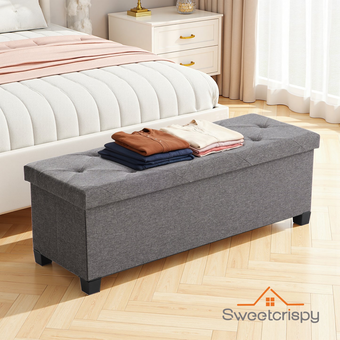 Sweetcrispy Sitzbank mit 110 Liter Stauraum und abnehmbarer Trennwand