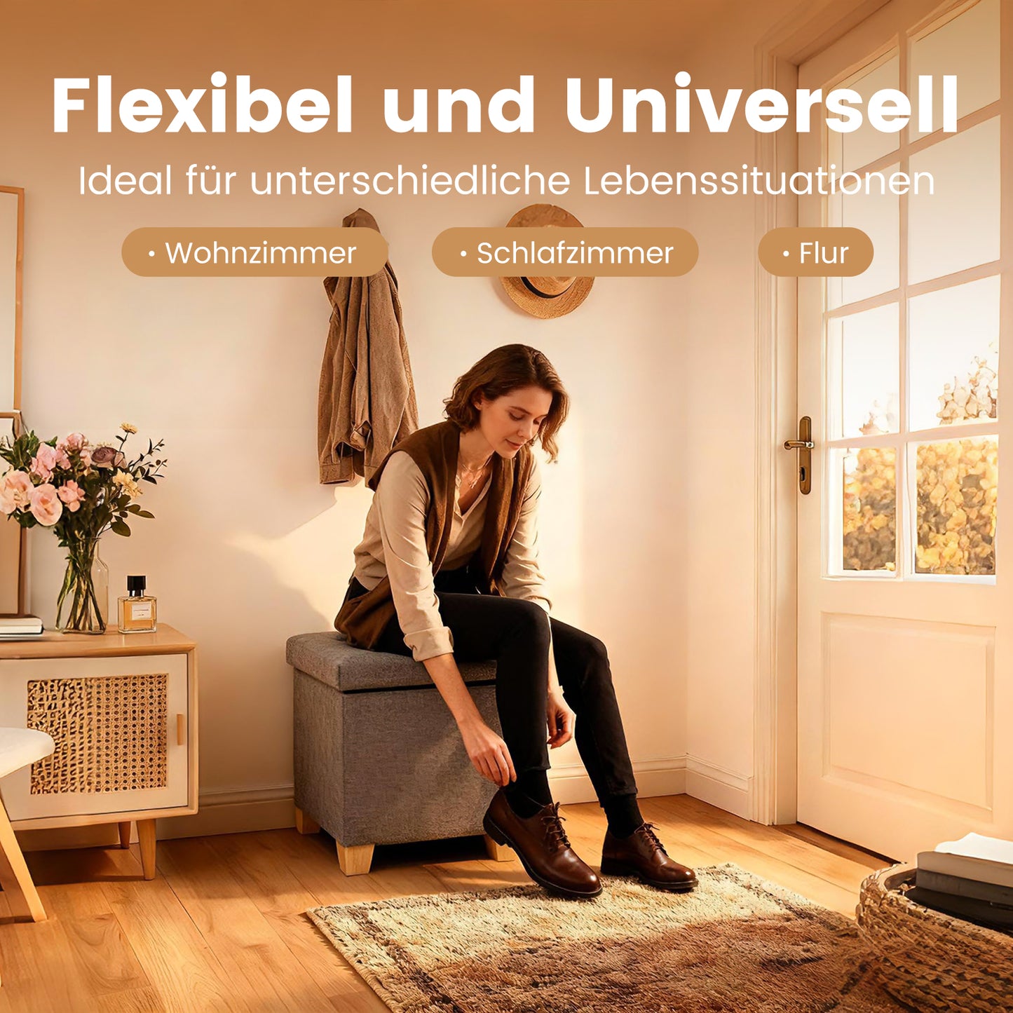 Sweetcrispy Sitzhocker mit 27 Liter Stauraum für Wohnzimmer