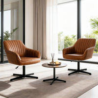 Gepolsterter Drehstuhl mit Armlehnen aus PU-Leder für Esszimmerstuhl