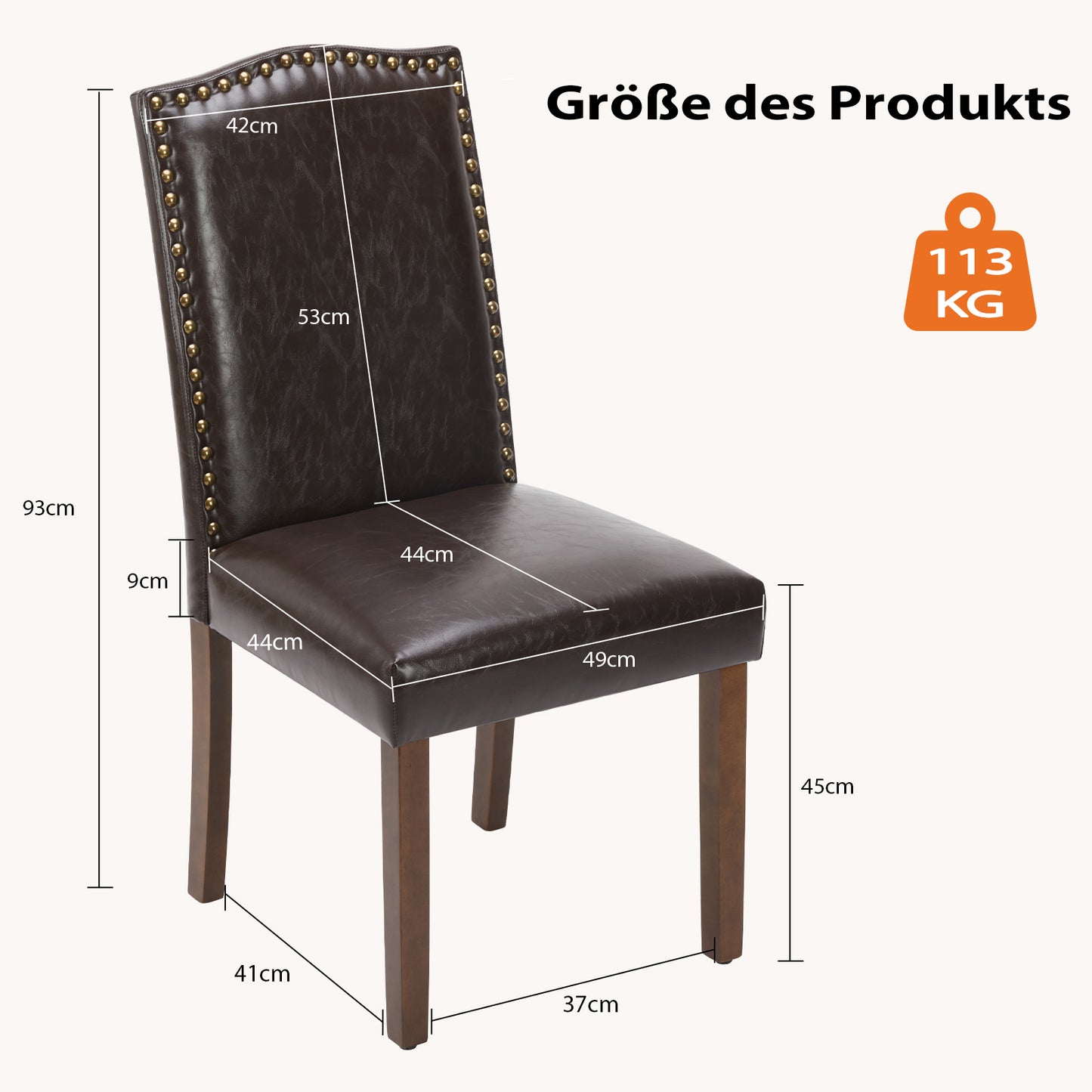 Sweetcrispy gepolsterter Esszimmerstuhl aus PU-Leder mit Holzbeinen(2 St)