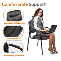 Sweetcrispy Robuster Leder Bürostuhl mit Metallbeinen für Office und Empfang
