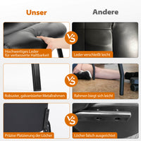 Sweetcrispy Robuster Leder Bürostuhl mit Metallbeinen für Office und Empfang