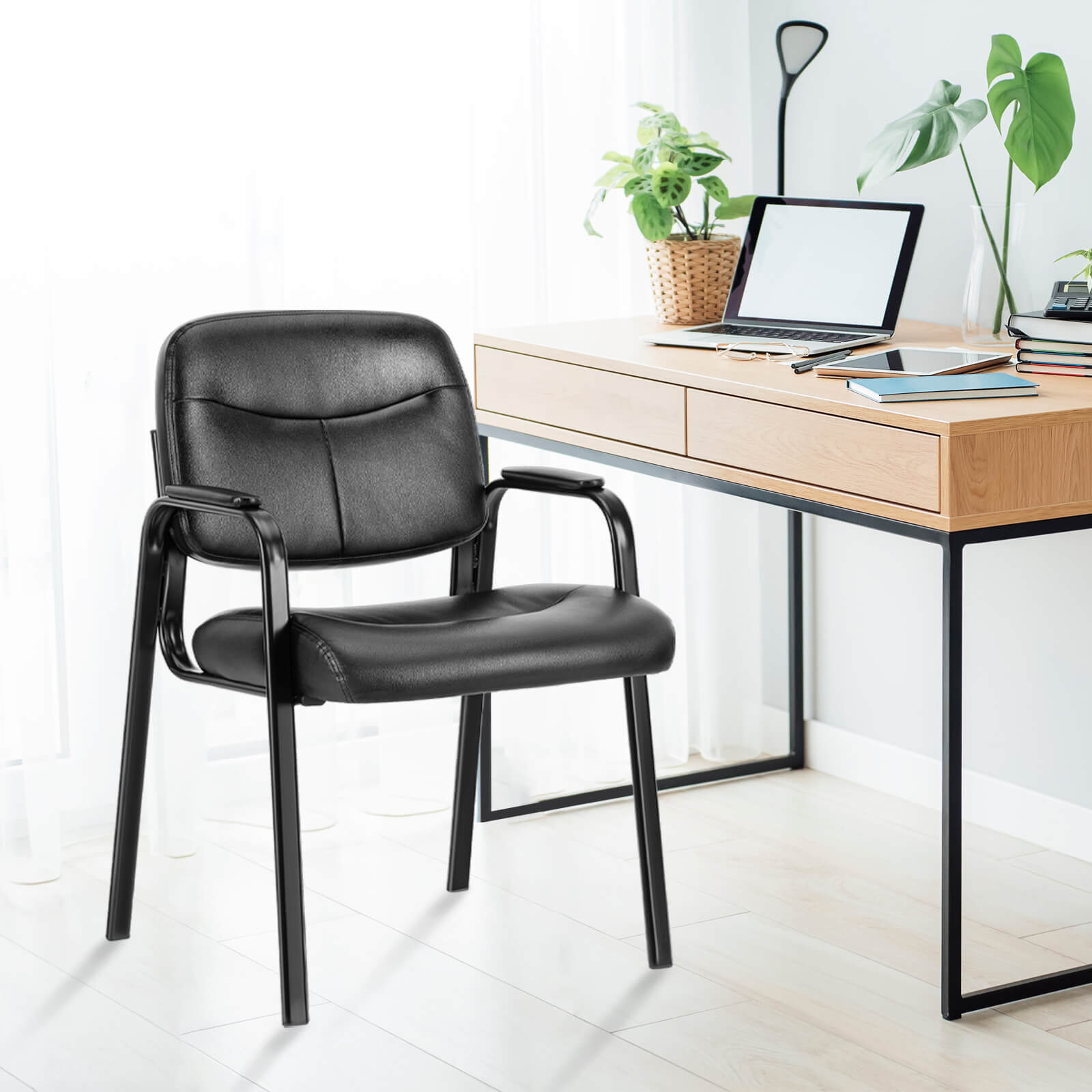 Konferenzraumstühle aus Leder mit gepolsterten Armlehnen,Empfangsstühle,Büro-Gästestühle