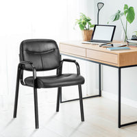 Sweetcrispy Robuster Leder Bürostuhl mit Metallbeinen für Office und Empfang