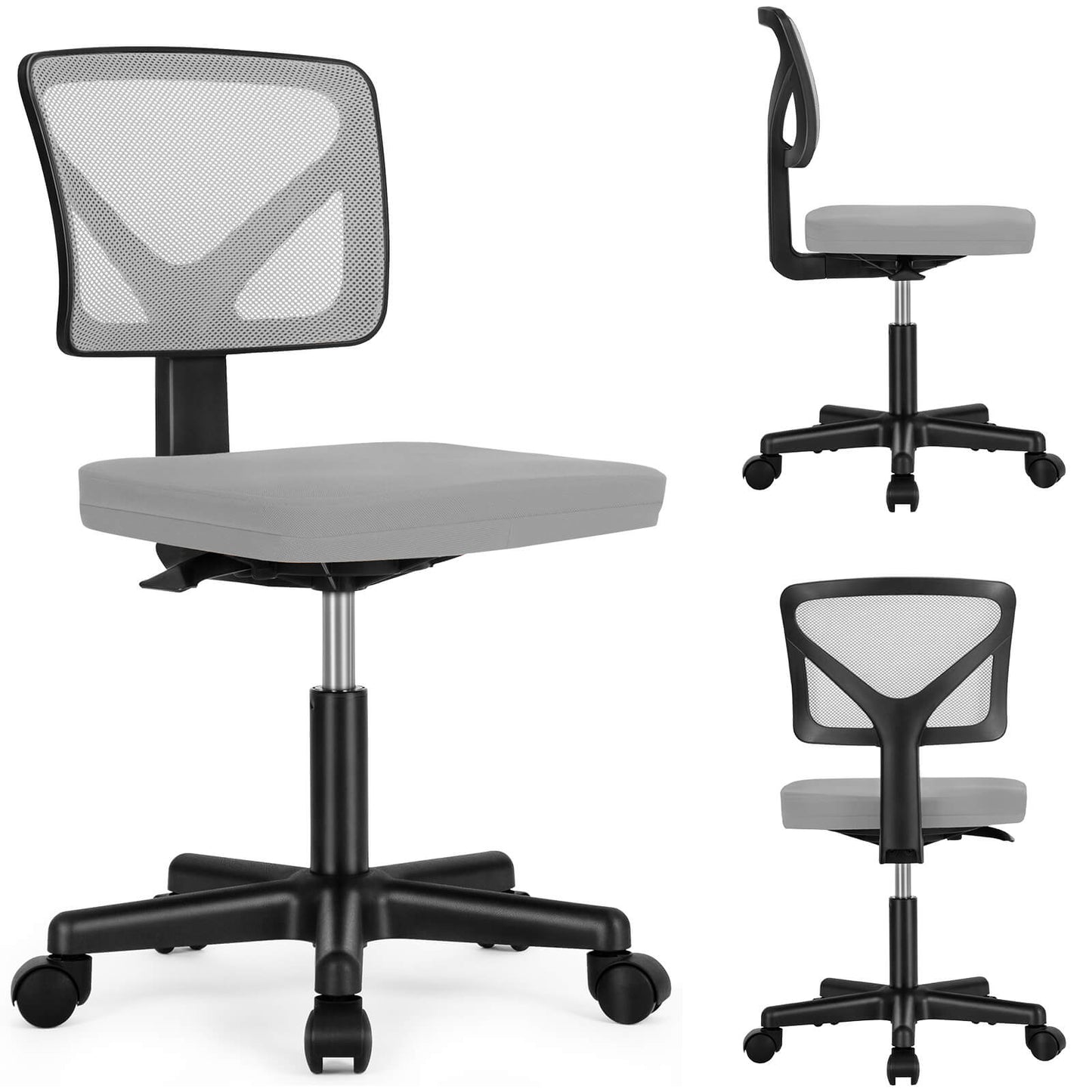 Sweetcrispy höhenverstellbarer Drehstuhl mit Rollen und Netzrücken für Büro