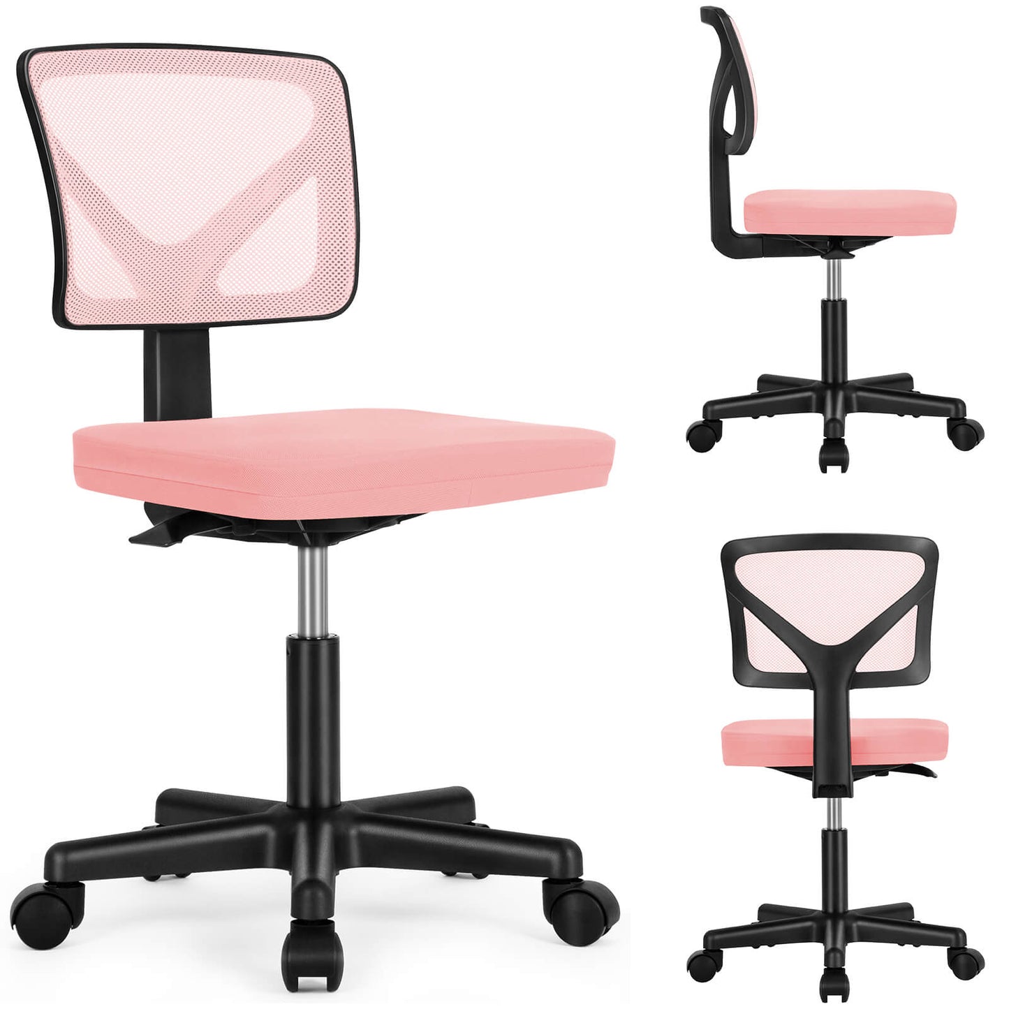 Sweetcrispy höhenverstellbarer Drehstuhl mit Rollen und Netzrücken für Büro