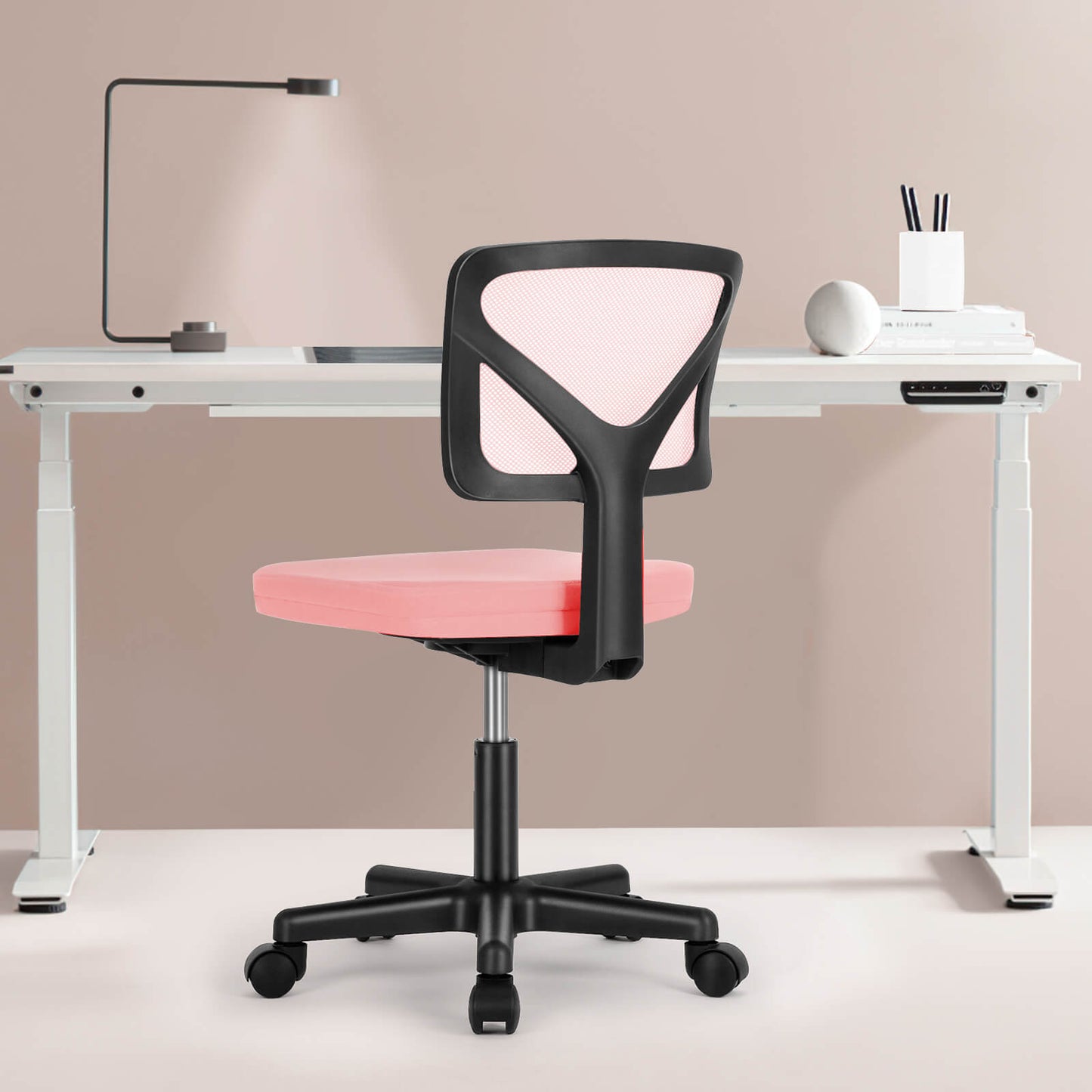 Sweetcrispy höhenverstellbarer Drehstuhl mit Rollen und Netzrücken für Büro