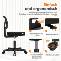 Sweetcrispy höhenverstellbarer Drehstuhl mit Rollen und Netzrücken für Büro