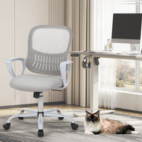 Sweetcrispy Bürostuhl mit Rollen und atmungsaktiver Netzrückenlehne, feste/verstellbare Armlehnen