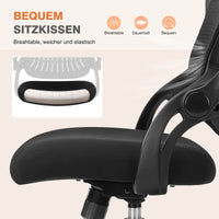 Sweetcrispy Bürostuhl mit Rollen und atmungsaktiver Netzrückenlehne, feste/verstellbare Armlehnen