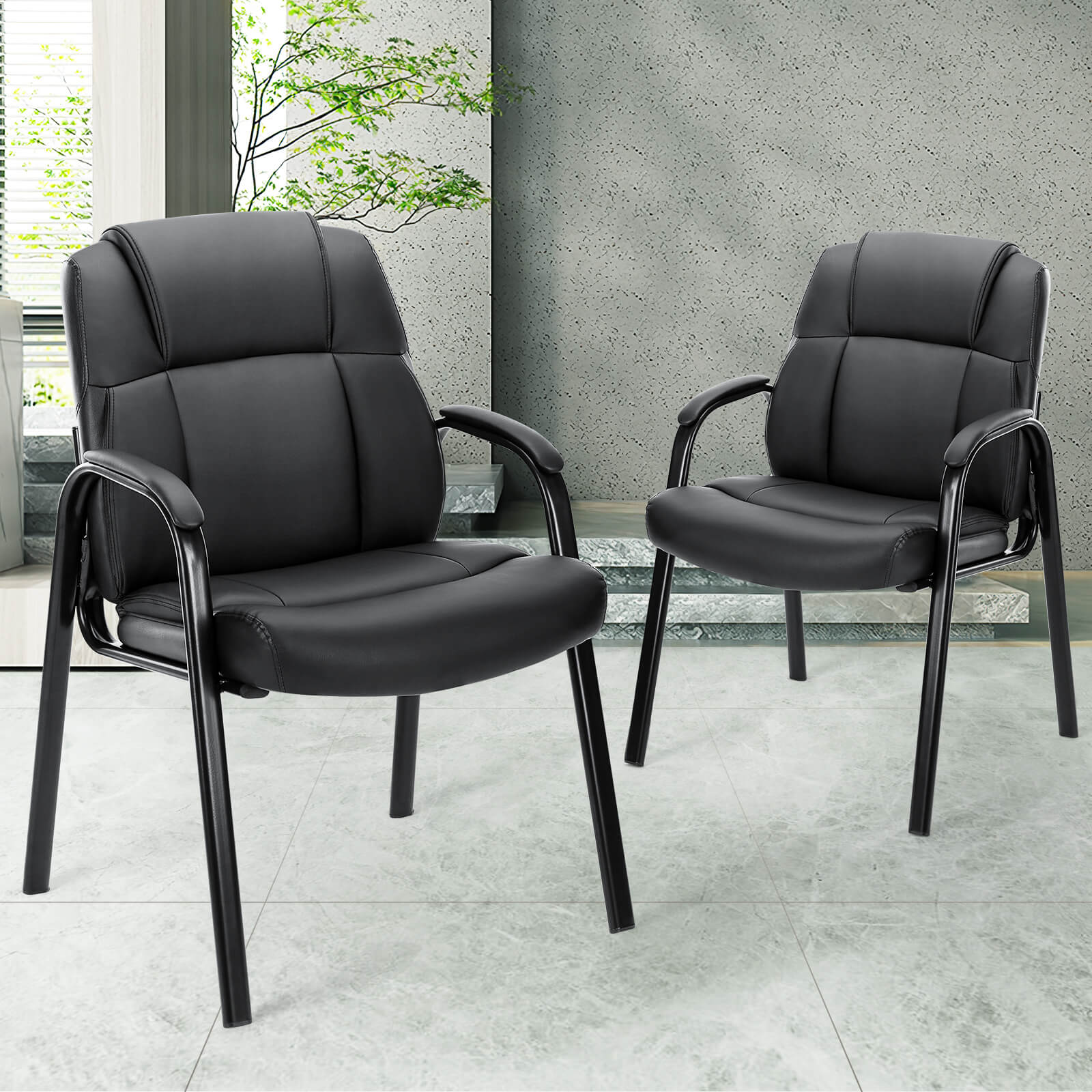 PU Leder Konferenzraum Empfangsstühle mit gepolsterten Armen, keine Räder Executive Office Chair