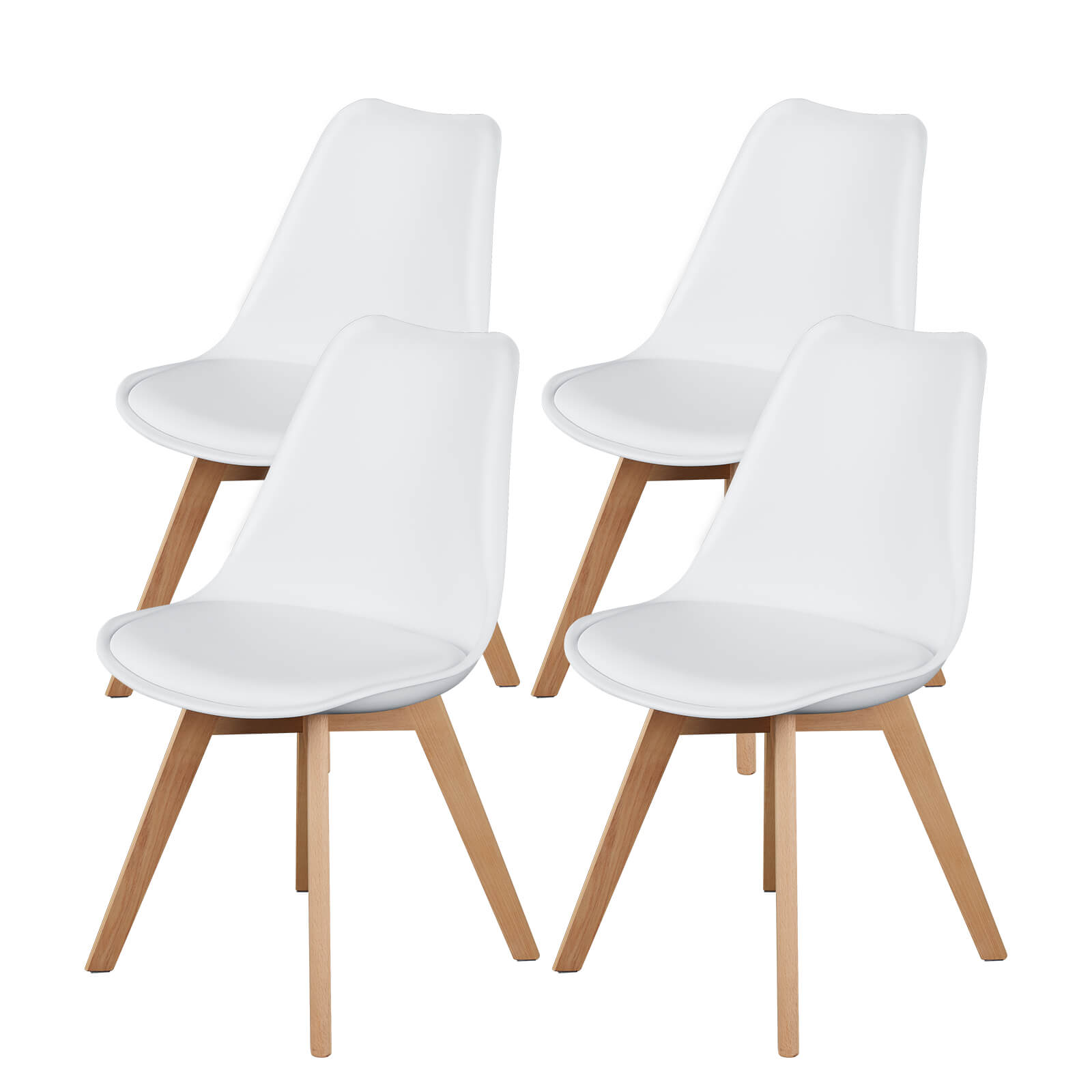 PU Leder gepolsterte Esszimmerstühle mit Holzbeinen, 4er Set für Küche, Esszimmer, Wohnzimmer