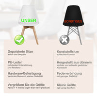 Sweetcrispy PU-Leder gepolsterter Küchenstuhl mit Holzbeinen für Esszimmer