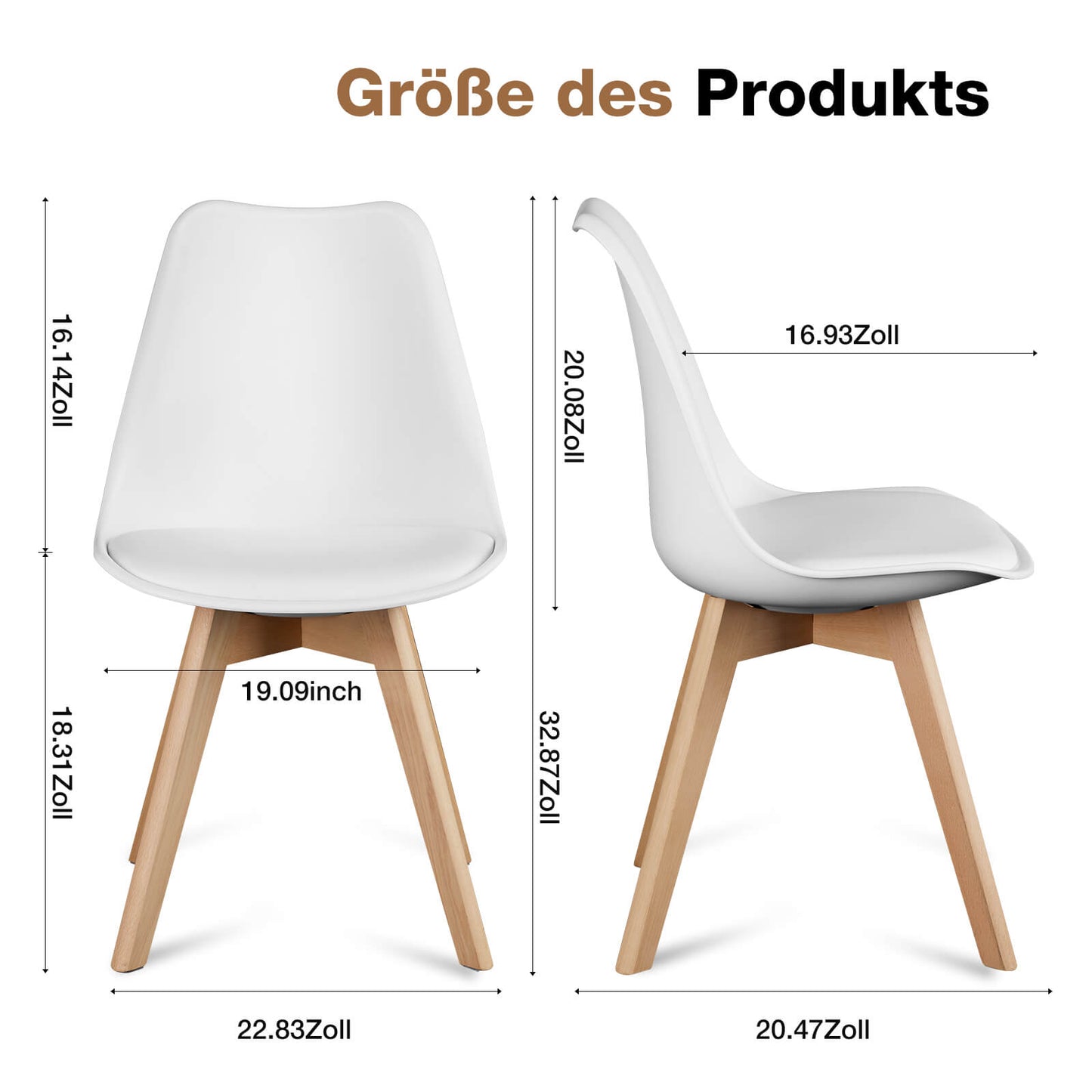 Sweetcrispy PU-Leder gepolsterter Küchenstuhl mit Holzbeinen für Esszimmer
