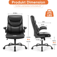 Sweetcrispy ergonomischer höhenverstellbarer PU-Leder Bürostuhl mit klappbaren Armlehnen und Rollen für Büro