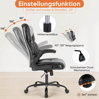 Sweetcrispy ergonomischer höhenverstellbarer PU-Leder Bürostuhl mit klappbaren Armlehnen und Rollen für Büro